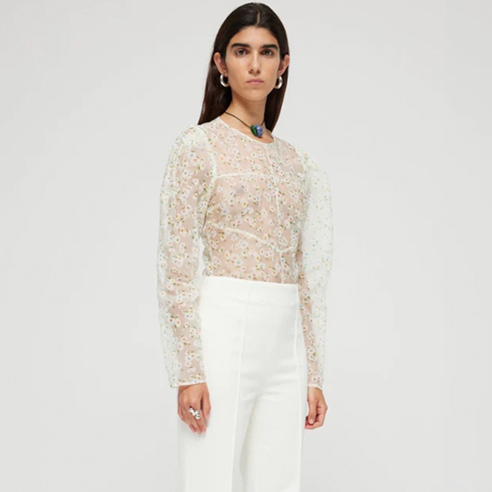 Róhe Floral Organza Top